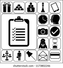 Set of 17 business high quality symbols. Collection. Flat design. Vector Illustration.