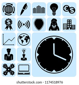 Set of 17 business high quality symbols or icons. Collection. Amazing desing. Vector Illustration.