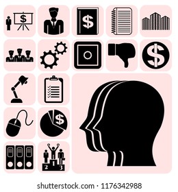Set of 17 business high quality icons. Collection. Amazing desing. Vector Illustration.