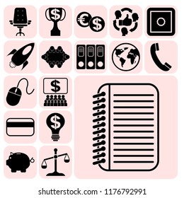 Set of 17 business high quality icons or symbols. Collection. Amazing desing. Vector Illustration.