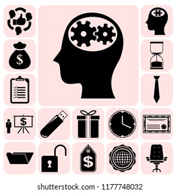 Set of 17 business high quality symbols. Collection. Amazing desing. Vector Illustration.