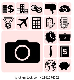 Set of 17 business high quality icons or symbols. Collection. Amazing desing. Vector Illustration.