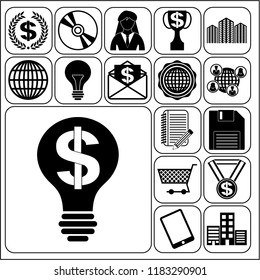 Set of 17 business high quality symbols. Collection. Detailed design. Vector Illustration.