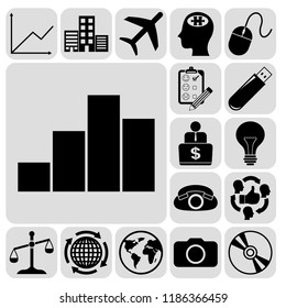 Set of 17 business high quality symbols or icons. Collection. Amazing desing. Vector Illustration.