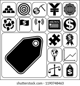 Set of 17 business high quality icons or symbols. Collection. Flat design. Vector Illustration.