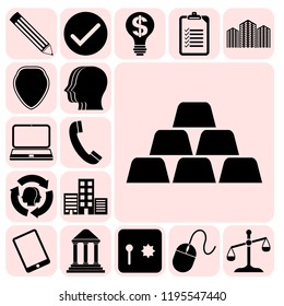 Set of 17 business high quality icons or symbols. Collection. Detailed design. Vector Illustration.