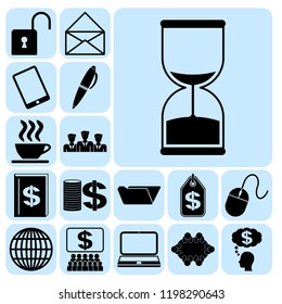 Set of 17 business high quality symbols. Collection. Detailed design. Vector Illustration.