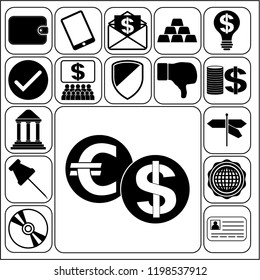 Set of 17 business high quality symbols or icons. Collection. Amazing desing. Vector Illustration.