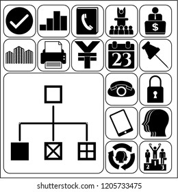 Set of 17 business high quality symbols or icons. Collection. Amazing desing. Vector Illustration.