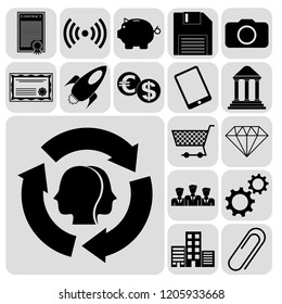 Set of 17 business high quality icons or symbols. Collection. Amazing desing. Vector Illustration.
