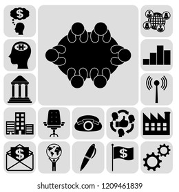 Set of 17 business high quality symbols. Collection. Flat design. Vector Illustration.