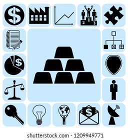 Set of 17 business high quality symbols or icons. Collection. Detailed design. Vector Illustration.