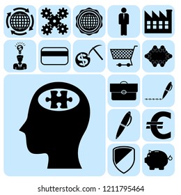 Set of 17 business high quality icons. Collection. Detailed design. Vector Illustration.