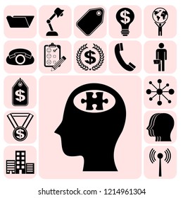 Set of 17 business high quality icons or symbols. Collection. Amazing desing. Vector Illustration.