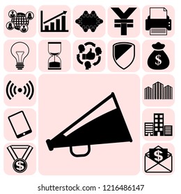 Set of 17 business high quality symbols or icons. Collection. Amazing desing. Vector Illustration.