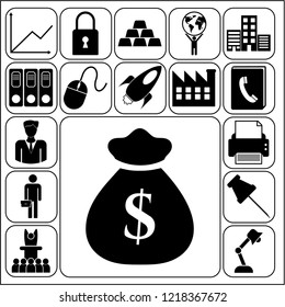 Set of 17 business high quality icons or symbols. Collection. Detailed design. Vector Illustration.