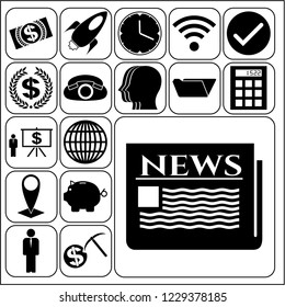 Set of 17 business high quality icons or symbols. Collection. Detailed design. Vector Illustration.