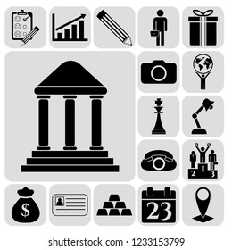 Set of 17 business high quality icons. Collection. Flat design. Vector Illustration.