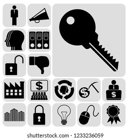 Set of 17 business high quality icons. Collection. Amazing desing. Vector Illustration.
