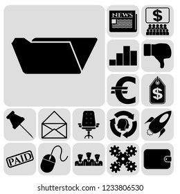 Set of 17 business high quality icons or symbols. Collection. Amazing desing. Vector Illustration.