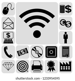Set of 17 business high quality symbols or icons. Collection. Amazing desing. Vector Illustration.
