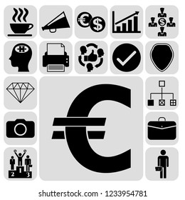 Set of 17 business high quality icons. Collection. Flat design. Vector Illustration.