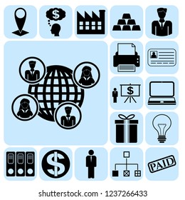 Set of 17 business high quality symbols. Collection. Detailed design. Vector Illustration.