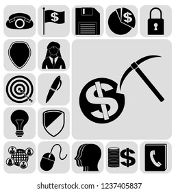 Set of 17 business high quality symbols. Collection. Detailed design. Vector Illustration.