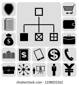 Set of 17 business high quality icons or symbols. Collection. Amazing desing. Vector Illustration.