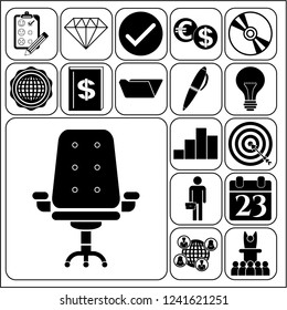 Set of 17 business high quality icons or symbols. Collection. Amazing desing. Vector Illustration.