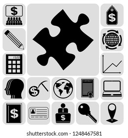 Set of 17 business high quality symbols. Collection. Flat design. Vector Illustration.