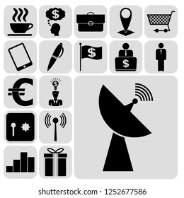Set of 17 business high quality symbols or icons. Collection. Flat design. Vector Illustration.