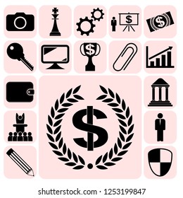 Set of 17 business high quality symbols. Collection. Amazing desing. Vector Illustration.