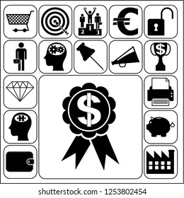 Set of 17 business high quality icons or symbols. Collection. Amazing desing. Vector Illustration.