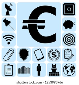 Set of 17 business high quality icons or symbols. Collection. Detailed design. Vector Illustration.