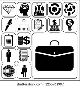 Set of 17 business high quality symbols. Collection. Flat design. Vector Illustration.