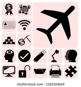Set of 17 business high quality icons or symbols. Collection. Flat design. Vector Illustration.