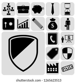 Set of 17 business high quality symbols or icons. Collection. Amazing desing. Vector Illustration.