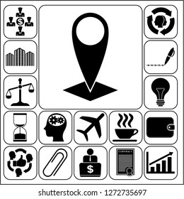 Set of 17 business high quality icons or symbols. Collection. Detailed design. Vector Illustration.