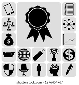 Set of 17 business high quality icons or symbols. Collection. Detailed design. Vector Illustration.