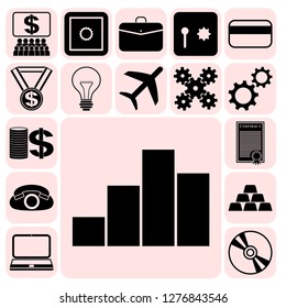 Set of 17 business high quality icons. Collection. Flat design. Vector Illustration.