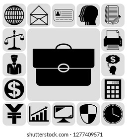 Set of 17 business high quality symbols or icons. Collection. Detailed design. Vector Illustration.