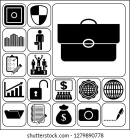 Set of 17 business high quality symbols. Collection. Flat design. Vector Illustration.