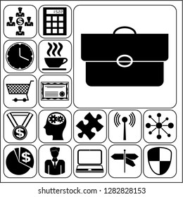 Set of 17 business high quality symbols. Collection. Detailed design. Vector Illustration.