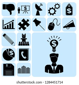 Set of 17 business high quality icons. Collection. Detailed design. Vector Illustration.