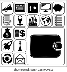Set of 17 business high quality symbols or icons. Collection. Detailed design. Vector Illustration.