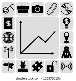 Set of 17 business high quality symbols or icons. Collection. Amazing desing. Vector Illustration.