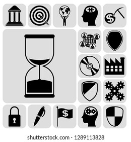 Set of 17 business high quality symbols or icons. Collection. Flat design. Vector Illustration.