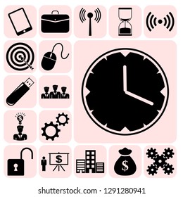 Set of 17 business high quality symbols or icons. Collection. Amazing desing. Vector Illustration.