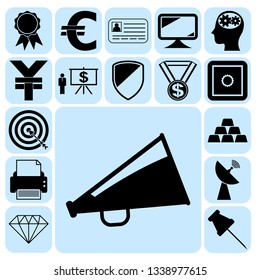Set of 17 business high quality symbols or icons. Collection. Flat design. Vector Illustration.